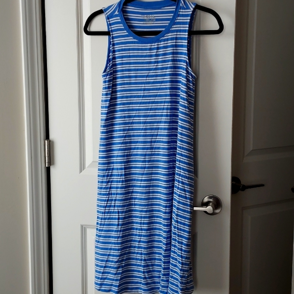 Time & Tru s(4-6) sleeveless blue/white dress w/pockets